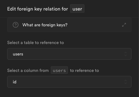 Create user column in Supabase